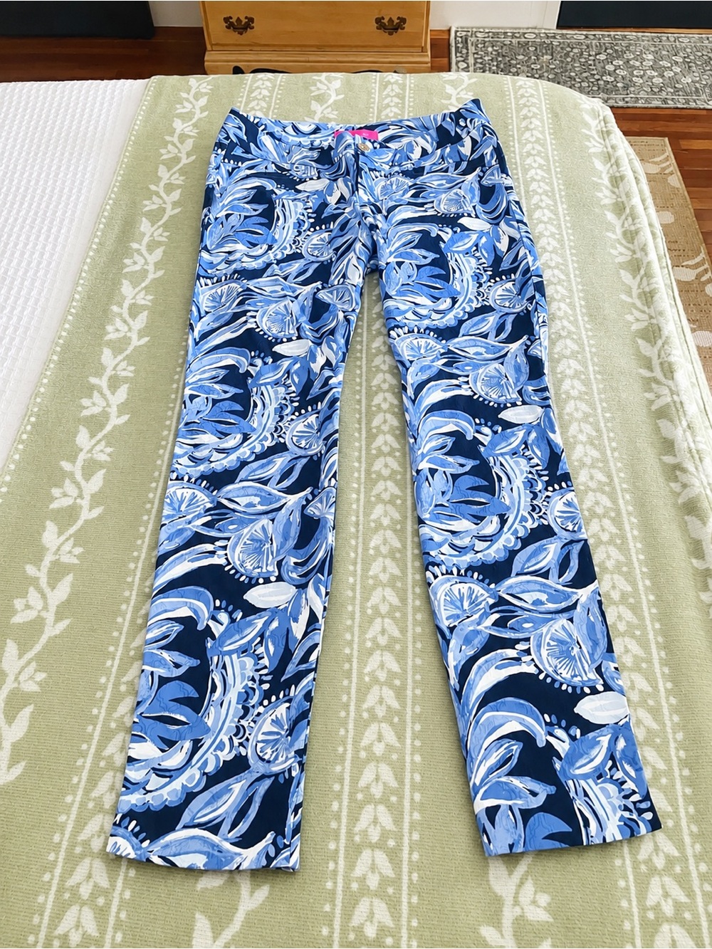 Lilly Pulitzer Blue Citrus Print Straight Leg Pants – Size 6